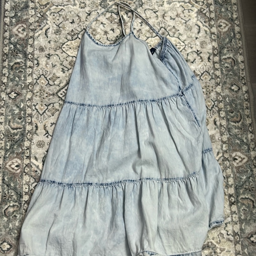 Cross back gap dress denim
